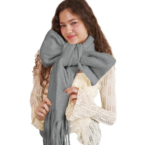 VISALY Women's Winter Warm Scarf Pure Color Fashion Long Shawls Wraps Warm Winter Oversized Wrap Shawl Thick Scarves Blanket for Cold Weather Basic Scarf Accessory for Office Wear Daily Grey One Size