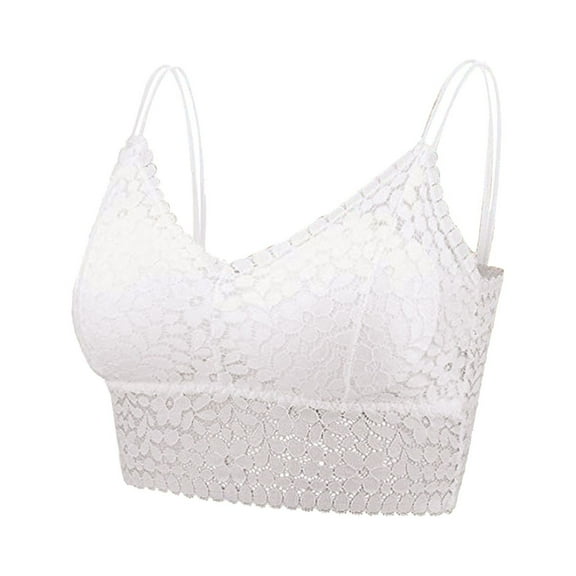 VISALY Womens Bralettes Lace Bras Lace Bra Camisole Bralette Bandeau Bra Lace Top Women Girls Sports Dail Favo Spaghetti Strap Bra Seamless Bras For Women Comfortable Bras For Women White M