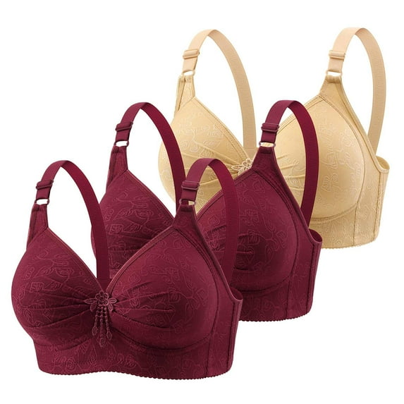 VISALY Womens Bralettes Seamless Bras 3 Pack Sports Bras For Women 2024 Comfortable V Neck No Underwire Bra Adjustable Strap Breathable Soft Bras Padded Bra Comfortable Bras Bras For Women Khaki M