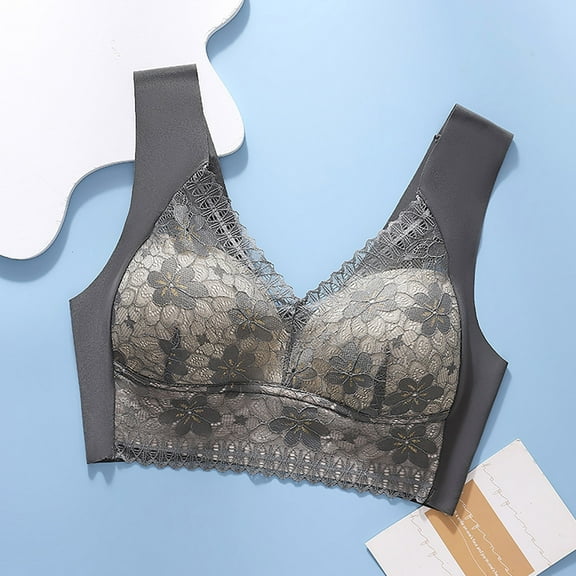 VISALY Womens Bralettes wireless bras Fashion Deep Cup Bra Summer Push Up Wireless Bra Bras For Women No Underwire Bras For Women No Underwire Plus Size Bras Comfortable Bras For Women Grey 3XL
