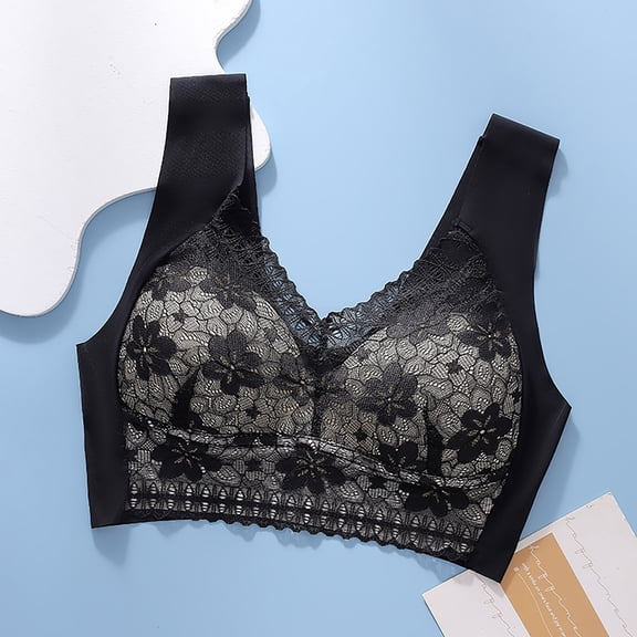 VISALY Womens Bralettes wireless bras Fashion Deep Cup Bra Summer Push Up Wireless Bra Bras For Women No Underwire Bras For Women No Underwire Plus Size Bras Comfortable Bras For Women Black 3XL