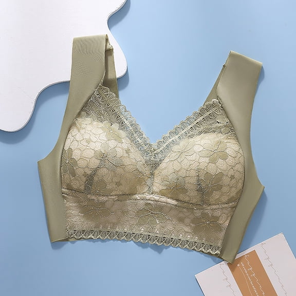 VISALY Womens Bralettes wireless bras Fashion Deep Cup Bra Summer Push Up Wireless Bra Bras For Women No Underwire Bras For Women No Underwire Plus Size Bras Comfortable Bras For Women Green 3XL
