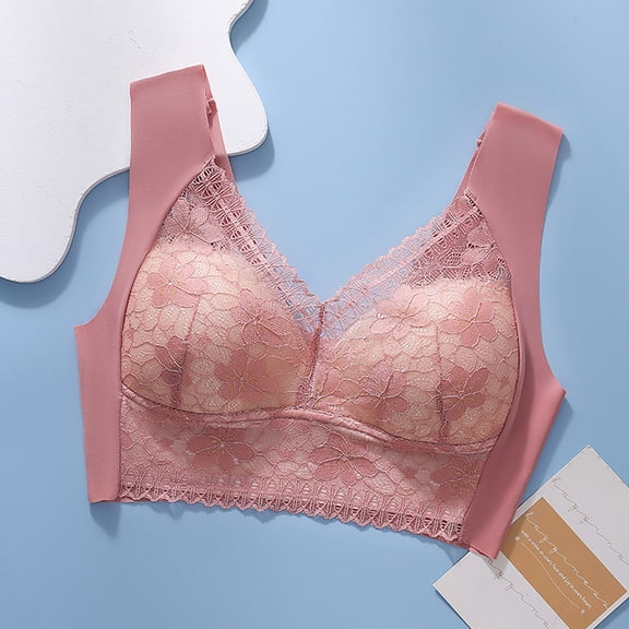 VISALY Womens Bralettes wireless bras Fashion Deep Cup Bra Summer Push Up Wireless Bra Bras For Women No Underwire Bras For Women No Underwire Plus Size Bras Comfortable Bras For Women Pink 3XL