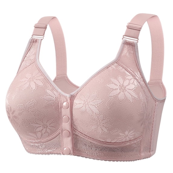 VISALY Womens Bralettes wireless bras Fashionable And Casual Front Buttoned Underwear For Elderly People Skin Friendly And Comfortable Bra Front Closure Bras For Women Padded Comfortable Bras Pink L