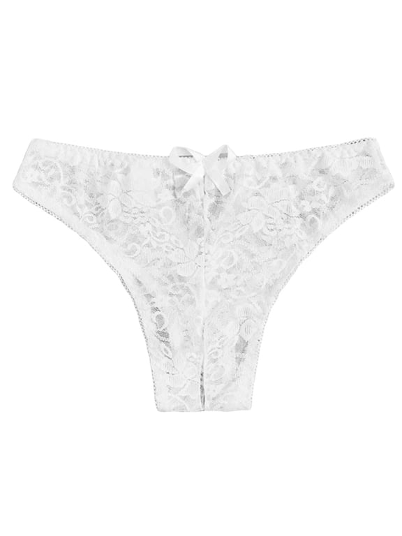 Womens Crotchless Panties Naughty, Open Crotch Lace Panties 1Pc Women Plus Lingere Thong Floral, Womens Thong Panties 3X Panties for Women Plus Size Cotton Thong Panties for Women, White,XL