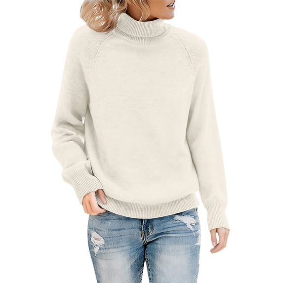 VISALY Womens Half Turtleneck Pullover Sweater Soft Warm Oversized Long Sleeve Pullover Plus Sized Basic Solid Color Knit Jumper Trendy Plain Basic Layer Sweater Fall Winter Outfits Beigel
