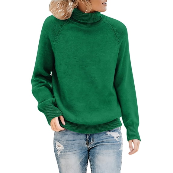 VISALY Womens Half Turtleneck Pullover Sweater Soft Warm Oversized Long Sleeve Pullover Plus Sized Basic Solid Color Knit Jumper Trendy Plain Basic Layer Sweater Fall Winter Outfits Greens