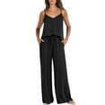 thumbnail image 1 of VISALY Womens Loungewear Set Two Piece Sets for Women Summer, Suspender Top Pajama Set 2 Sets for Women 's Summer 2 Outfits Top Long, Womens Sleepwear Set Sleepwear Sets, Black,XXL, 1 of 10
