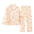 thumbnail image 1 of VISALY Womens Pajama Sets Soft Sleepwear Flower Print Button Down Pajamas Loose Plus Size Home Clothes Casual Cotton Shirts Long Sleeved Pajamas Two Piece Set Pink M, 1 of 4