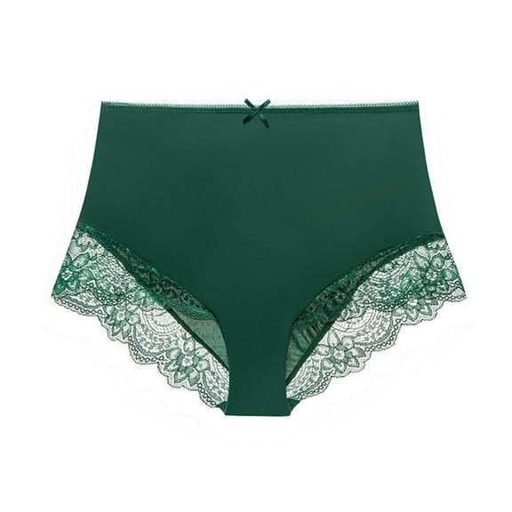 VISALY Womens Panties High Waisted, Large Size High Waist Milk Silk Women's Underwear High Waisted Underwear, Women Leak Proof Panties Bladder Control High Waist 3X Panties Plus Size, Green,M