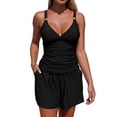 thumbnail image 1 of VISALY Womens Tankini Swimsuits 2 Piece Ruched Tankini Bathing Suits Tummy Control Bathing Suit with Pocket Boyshorts Push Up Bathing Suits V Neck Swimsuits 2026 Beach Swimwear Black M, 1 of 8