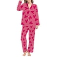 thumbnail image 1 of VISALY Womens Valentine Pajamas Bow Printed Button Down Sleepwear Lounge Set Nightwear Night Suits Pajama Set Comfy Pajamas Set Lightweight Sets Sleepwear Sets Loungewear Sets Pajama Sets Hot Pink L, 1 of 3