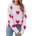 thumbnail image 1 of VISALY Womens Valentine sweater Heart Sweater Plus Size Sweater Dressy Sweaters Trendy Sweaters Casual Sweater Winter Sweater Patterned Sweater Plain Sweaters Fall Sweater Hot Pink L, 1 of 9