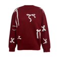 thumbnail image 1 of VISALY Womens Valentines Sweaters Bow Sweaters Dressy Sweaters Cozy Sweaters Lightweight Sweaters Tunic Sweater Patterned Sweater Ribbed Pullover Sweaters Basic Sweaters Wine L, 1 of 7