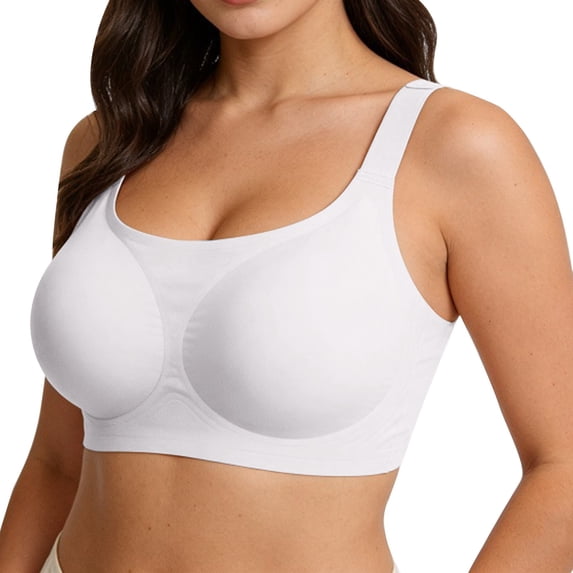 VISALY Womens Wireless Plus Size Bras Wireless Seamless Bra Jelly Wireless Bras Wireless Soft Bras Full Supportive Bra Plus Size Wireless Bra 2026 Push Up Bra Jelly Bra for Women White S