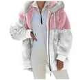 thumbnail image 1 of VISALY Womens Zip Up Hoodies Sweater Jacket Coat Stitching Three- Pocket Soft Hooded Pullover Sweatershirt Warm Artificial Wool Coat Outwear Casual Sweaters Fleece Hoodies Winter Sweaters Pink 4Xl, 1 of 7