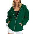 thumbnail image 1 of VISALY Womens Zip Up Hoodies Sweater Jacket Fall Jacket Oversized Pocket Sweatshirt Casual Zipper Jacket Solid Color Long Sleeve Top Comfy Sweaters Tunic Sweater Long Sleeve Sweaters Green 5Xl, 1 of 4