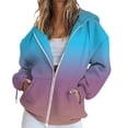thumbnail image 1 of VISALY Womens Zip Up Hoodies Sweater Jacket Fall Jacket Oversized Pocket Sweatshirt Casual Zipper Jacket Solid Color Long Sleeve Tops Comfy Sweaters Plain Hoodie Fall Sweaters Blue L, 1 of 4