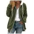 thumbnail image 1 of VISALY Womens Zip Up Hoodies Sweater Jacket Pocket Hooded Coat Jacket Pullover Sweatershirt Coat Warm Wool Pockets Coat Outwear Coat Casual Sweaters Fleece Hoodies Winter Sweaters Green L, 1 of 2