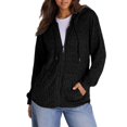 thumbnail image 1 of VISALY Womens Zip Up Hoodies Sweater Jacket Sweaters Long Sleeve Knitted Zip Up Hoodies Ribbed Pullover Loose Casual Sweatshirts with Pocket Comfy Sweaters Tunic Sweater Long Sleeve Sweaters Black L, 1 of 6