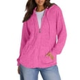thumbnail image 1 of VISALY Womens Zip Up Hoodies Sweater Jacket Sweaters Long Sleeve Knitted Zip Up Hoodies Ribbed Pullover Loose Casual Sweatshirts with Pocket Comfy Sweaters Tunic Sweater Long Sleeve Sweaters Pink Xxl, 1 of 6