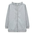 thumbnail image 1 of VISALY Womens Zip Up Hoodies Sweater Jacket Womens Oversized Zip Up Baggy Loose Zipper Sweatshirt Coat with Double Pockets Jacket Casual Sweaters Tunic Sweater Long Sleeve Sweaters Grey L, 1 of 8