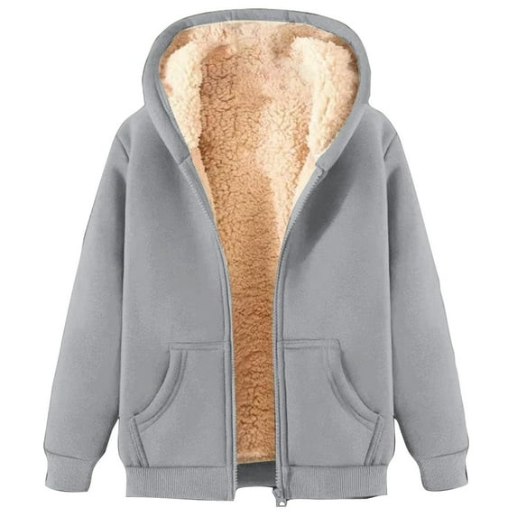 VISALY Zip Up Hoodies Oversized Sweatshirt Fleece Sherpa Lined Warm Zip Mock Neck Sweatshirts Autumn Winter Casual Solid Jacket with Pockets Basictops Long Sleeve Sweater Jacket Basicsweaters Grey 5Xl
