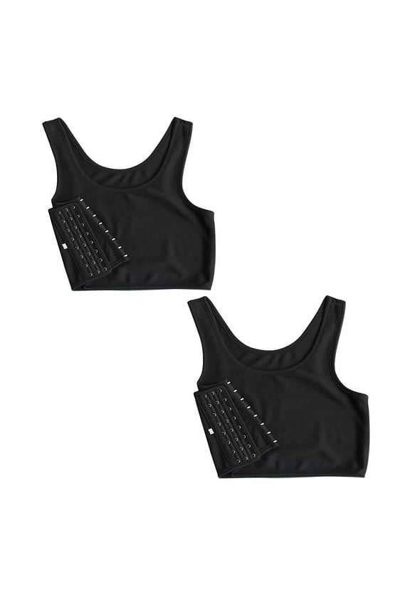 binder bra Underwear Women Pack, 2Pcs Chest Vest Bra (2Pcs) Sleeveless Women Short Solid Vest Tank, Cotton Sports Bras for Women Sports Tank Tops Built In Bra Sports Bra Tank Tops, Black,XL