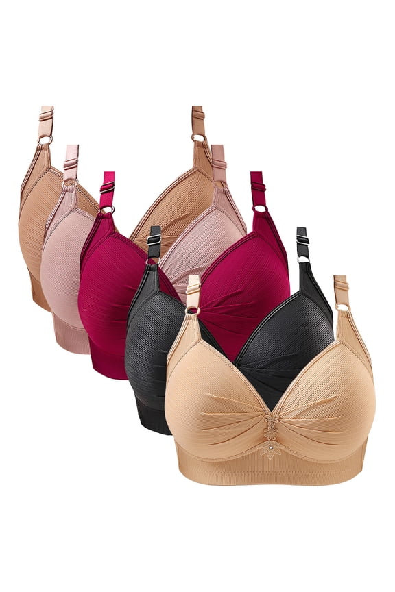 bra packs Cotton Bralette, Women's Mixed Color 5-Pack Underwear Women Lace Back Shaping Cup, Plus Size Strapless Bras for Women Strapless Push Up Bras Womens Strapless Bra, 5-Pack | Beige,50