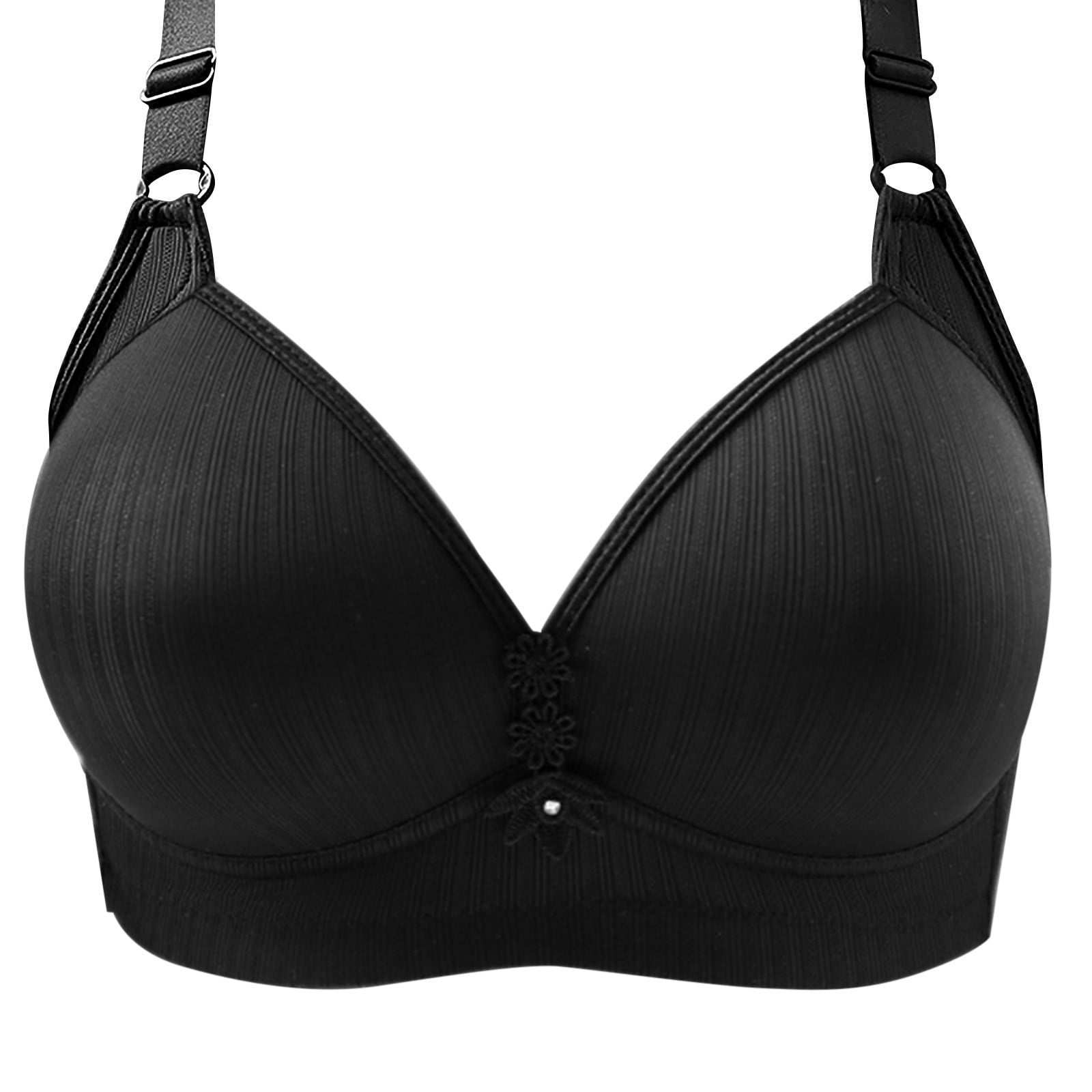 VISALY bra packs Cotton Bras, Women's Comfortable Underwear Three-Breasted Women's Bra Three-Pack Solid Color Thin Lace, Womens Cotton Bra Womens Wireless Bra, 3-Pack | A- Black,4XL/48