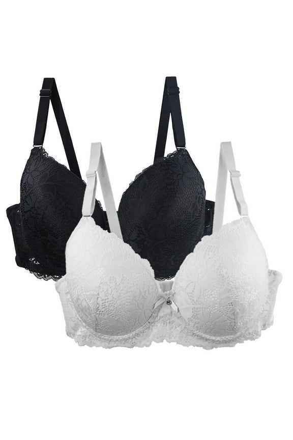 bra packs Hot Pink Sports Bra for Women, Ladies Lace 2Pc Underwear Pack of 2 Women's Bra Set Lace Up Bra Set Comfortable, Underwear and Bra Sets Bra and Underwear Sets, Hot Pink,85D