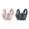 thumbnail image 1 of VISALY bra packs Wireless Bra for Women, Mixed Color 2 Pcs Vest Bra Posture Correcting Bra Wireless, Women Solid Four Breasted Adjustable Wireless Bra Plus Size Strapless Bras, I,XXL, 1 of 10