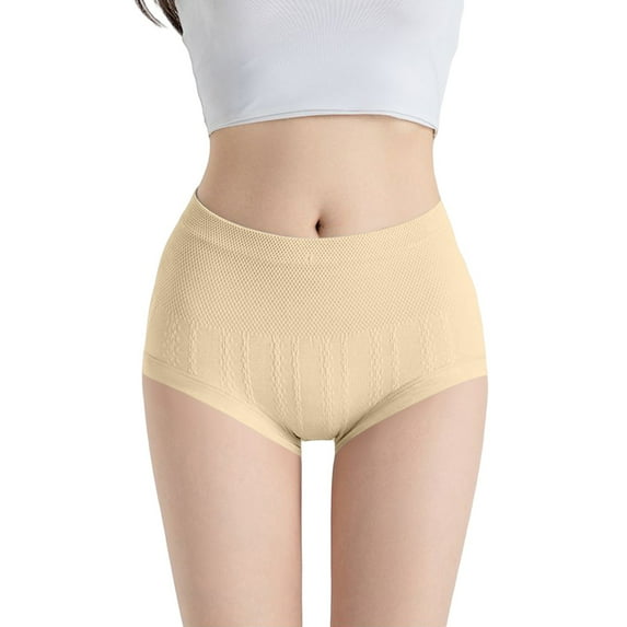 VISALY butt lifter panties Cotton Panties for Women Plus Size, Women's High Waist Tummy Lifting Seamless Cotton Bottom Crotch, Seamless Cotton Panties Plus Size Panties for Curvy Women, Yellow,L