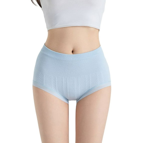 VISALY butt lifter panties, Women's High Waist Tummy Lifting Seamless Cotton Bottom Crotch Briefs Women's, Seamless Cotton Panties Plus Size Panties for Curvy Women Cotton Panties Seamless, Blue,L