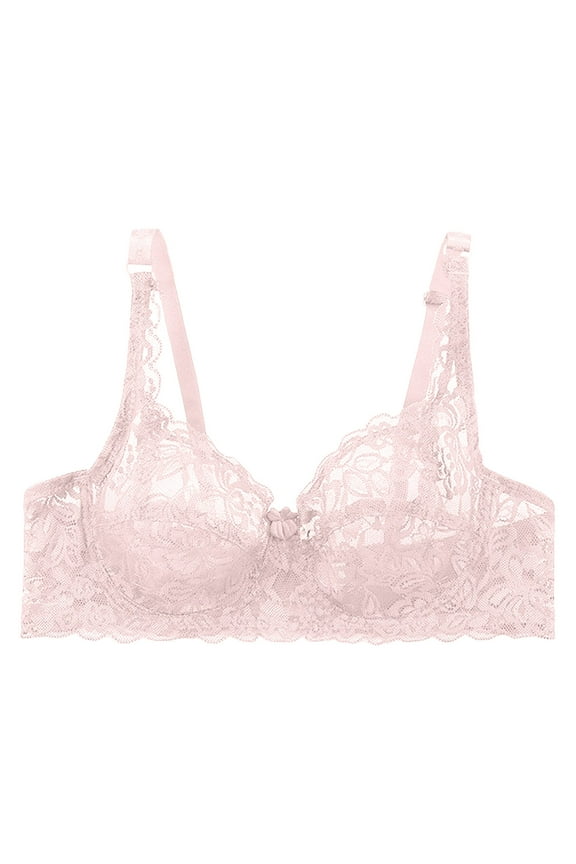 clear bra straps Bra Plus Size Women Full Support, Women's Thin Single-Layer Transparent Full Lace Steel Ring Cotton-Free, Shapedly Bra Shapedly Back Smoothing Push-Up Bra Plus Size, Red,36