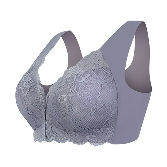 VISALY front closure wireless bra Plus Size Strapless Bras for Women, Front Buttoned Large Size Wire-Free Bra Plus Size Front Closure, Bra Front Closure Strapless Bras Large Bust, Grey,7XL