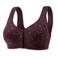 thumbnail image 1 of VISALY front snap bra Lace Buttonless Comfortable Bra, Women's Large Size Printed Front Button Vest Style Wire-Free Bra Vest Plus-Size, Shapedly Bra Strapless Bras for Women Large Bust, Purple,90B, 1 of 6