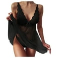 thumbnail image 1 of VISALY nightgowns with built in bra Dresses for Women, Women's Underwear Suspenders Lace See-Through Skirt Panties Pajamas Set Transparent Lingere, Nap Dress Matching Sets Women Clothing, Black,L, 1 of 3