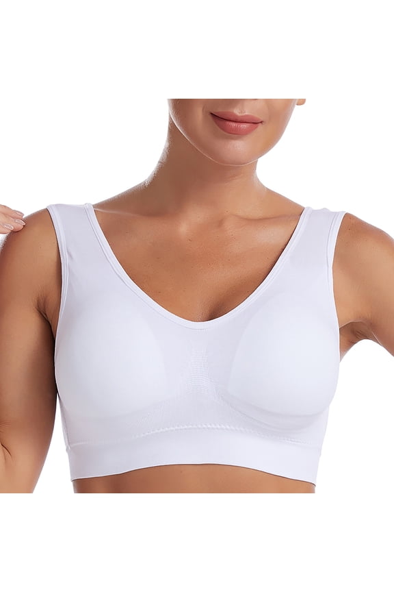 padded sports bras for women Sports Bra Without Removable Pads, Women's Seamless Medium Solid Sports Bra With, Womens White Sports Bra Womens White Tank Top with Built In Bra, White,L