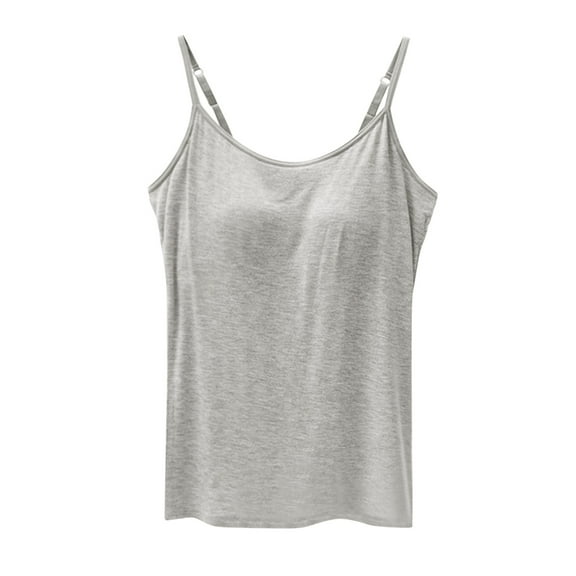 VISALY padded tank tops for women Padded Tank Tops for Women, Women's Five-Finger Bra-Free Sports Camisole, Womens Camisole Tank Tops with Built In Bra Tank Top with Built In Padded Bra, Grey,3XL