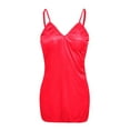 thumbnail image 1 of VISALY satin dress Dresses for Women, Women's Pajamas Backless Suspender Dress Silky Satin Glossy Two-Tone Mini, Nap Dress Women s Spandex Shorts for Under Dresses, Red,3XL, 1 of 4