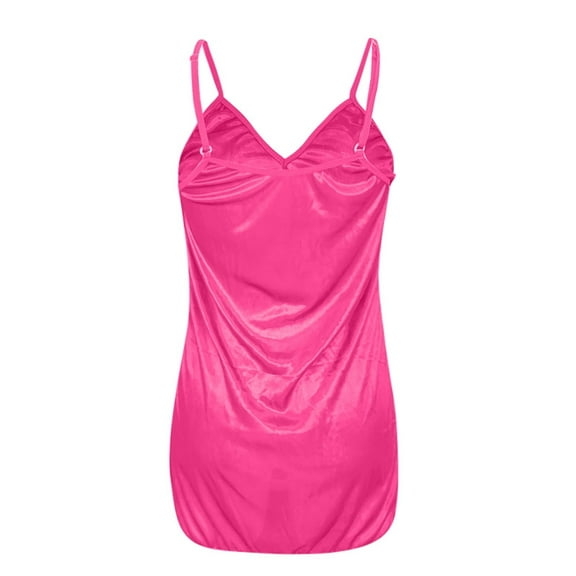 VISALY satin dress, Women's Pajamas Backless Suspender Dress Silky Satin Glossy Two-Tone, Nap Dress Women s Slips for Under Dresses No Static Womens Slips for Under Dresses, Pink,S