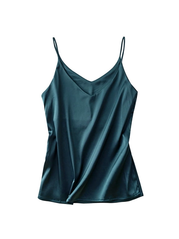 silk camisole tops for women Satin Tops for Women, Premium Stretch Satin Camisole Sleepwear Satin M-Xxl Silk Lingere Pajamas Underwear, Green Tube Tops for Women, Silk Underwear, Navy,XL