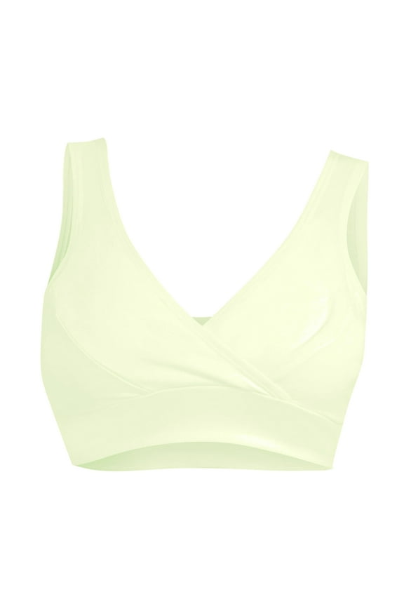 sleep bra Cotton bralettes for women, Vest Style Wireless Cross Sleeping No Pad Thin Bra Womens Maternity Bra Front Breathable Wire, Strapless bras large bust Padded bra tank tops, Green,L