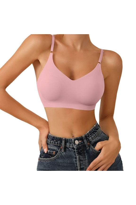 super gather bra wireless push-up bra Hot Pink Sports Bra for Women, Wirefree Seamless Sports Bralette, Hot Pink Bra Hot Pink Sports Bra, Hot Pink,S
