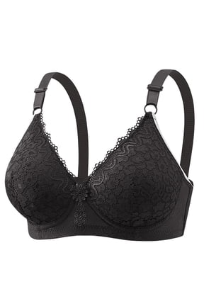super gather bra wireless push-up bra, Ladies Lace Stitching Wire-Free Push-Up Bra Womens Wireless Bras Plus Size, Womens Wireless Bra Shapedly Bra Strapless Bras for Women, #A Black,36B