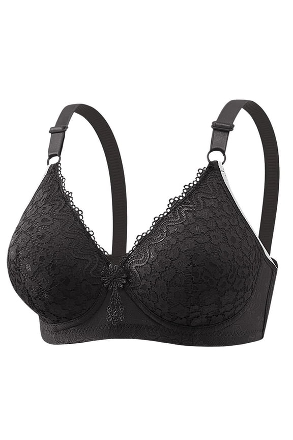 super gather bra wireless push-up bra, Ladies Lace Stitching Wire-Free Push-Up Bra Womens Wireless Bras Plus Size, Womens Wireless Bra Shapedly Bra Strapless Bras for Women, #A Black,36B