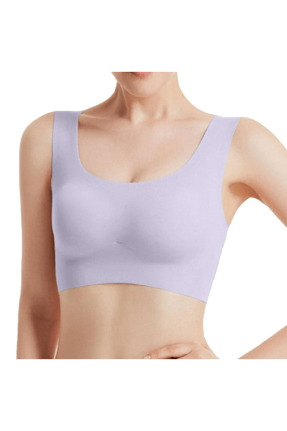 super gather bra wireless push-up bra Strapless Bras for Women Large Bust, Seamless Gathered Wireless Sports Vest Women's Yoga, Womens Padded Sports Bra Plus Size Strapless Bras, Purple,3XL