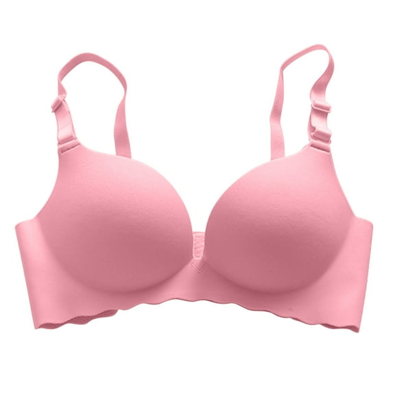 VISALY t shirt bra Molded Cup Sports Bra, Seamless Bra & Brief Set, Wireless Comfort-Fit Design with, High Support Sports Bras Bathing Suit with Underwire Bra Support Neon Pink Sports Bra, Pink,34