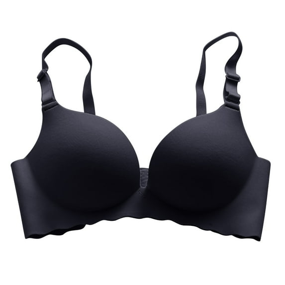 VISALY t shirt bra Molded Cup Sports Bra, Seamless Bra & Brief Set, Wireless Comfort-Fit Design with, High Support Sports Bras Black Sports Bra Girls Sports Bra with Adjustable Straps, Black,36